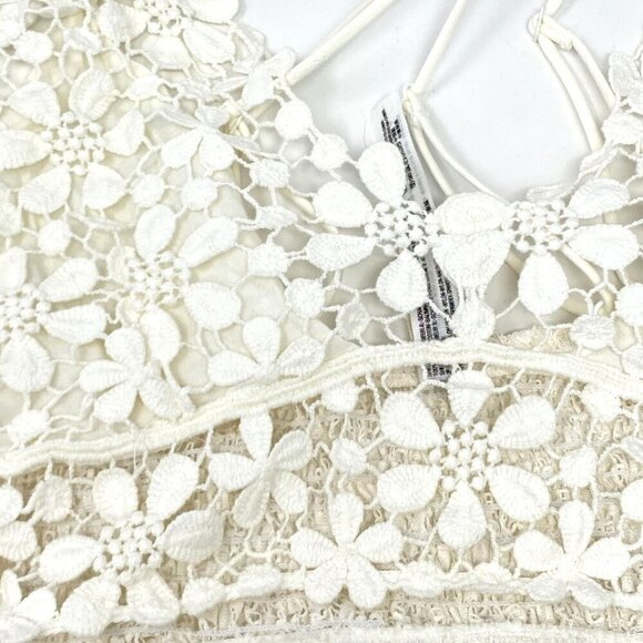 Free People Intimately Ivory White Miss DAZIE Bralette Crochet Size Medium - Picture 7 of 14
